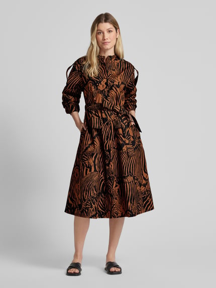 Weekend Max Mara Hemdblusenkleid mit Animal-Print Modell 'UNIONE' Cognac 1