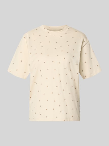 Productfoto, Regular Fit T-Shirt mit Rundhalsausschnitt van Jake*s Casual, crème met kleine beige stippen, puur katoen, korte mouwen