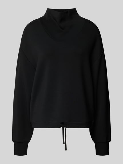 Produktfoto, czarne Regular Fit Sweatshirt aus Viskose-Mix Modell 'Betsy' od VARLEY, stójka, tunel w pasie, elastyczna tkanina.
