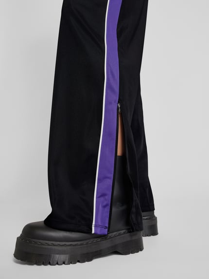 PIECES Regular fit broek met wijde pijpen, model 'FELICIA' Metallic zwart - 3