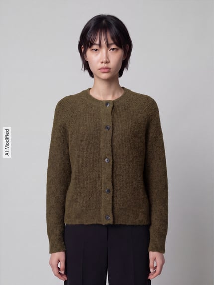 Selected Relaxed Fit Strickjacke aus Woll-Mix Modell 'LULU' Oliv 4