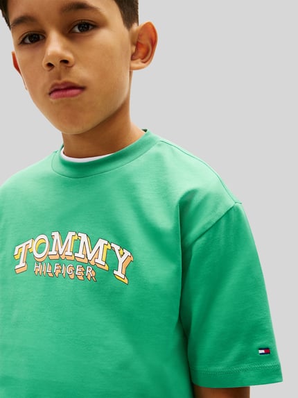 Tommy Hilfiger Kids t-shirt o kroju regular fit z czystej bawełny Zielony 3