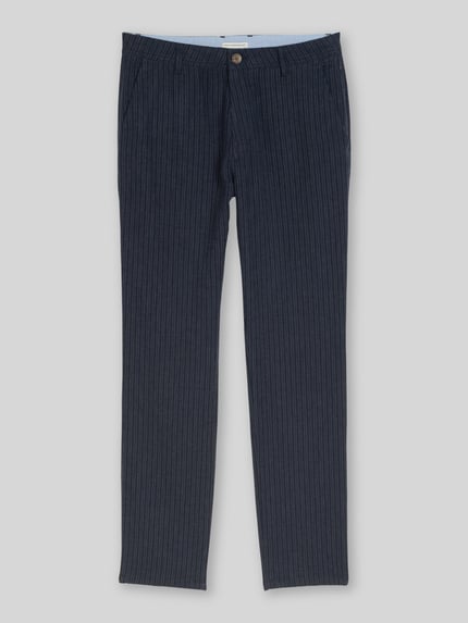 Tom Tailor regular fit chino van linnen-katoenmix Donkerblauw - 2