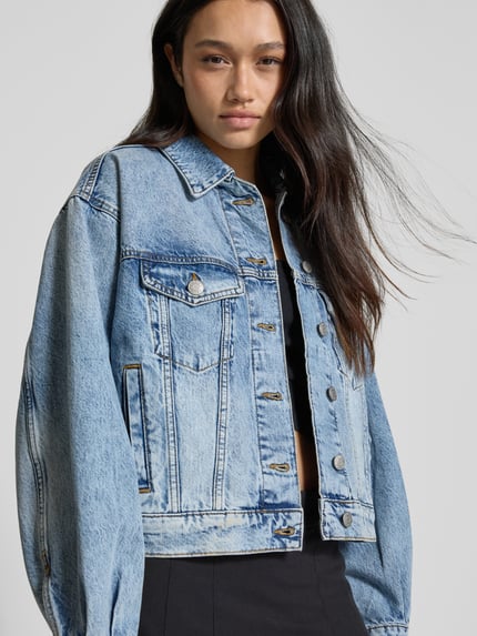 REVIEW Jeansjack met paspelzakken op de borst Lichtblauw - 3