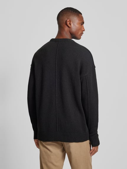 DRYKORN Gebreide pullover met extra brede schouders, model 'Malio' Zwart - 5