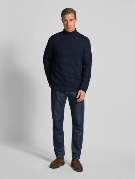 MCNEAL Rollkragenpullover mit gerippten Abschlüssen Dunkelblau 1