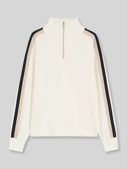 BOSS Pyjama-Oberteil mit Kontraststreifen Mirage_Sweatshirt Weiss 2
