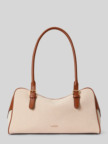 Lauren Ralph Lauren Henkeltasche aus reiner Baumwolle mit Leder-Besatz Modell 'MARCY' Cognac 4