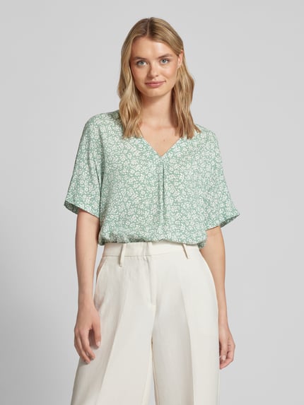 VERO MODA Loose fit blouseshirt van viscose met V-hals, model 'EASY' Rietgroen - 4