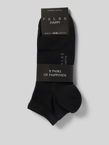 Produktfoto, Socken mit geripptem Abschluss im 2er-Pack von Falke aus schwarzem Baumwoll-Mix mit Stretch-Anteil, körpernaher Schnitt.