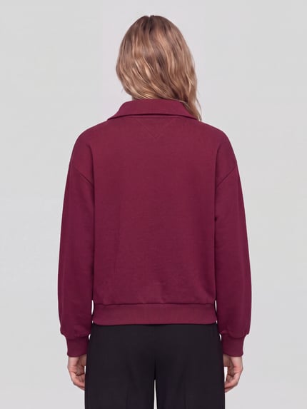 Tommy Hilfiger Troyer mit Logo Reißverschluss-Detail Dunkelrot 5