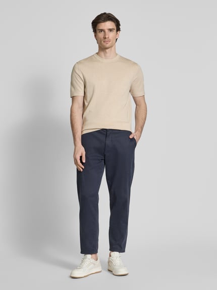 Lindbergh Relaxed fit T-shirt met ronde hals Zand - 1