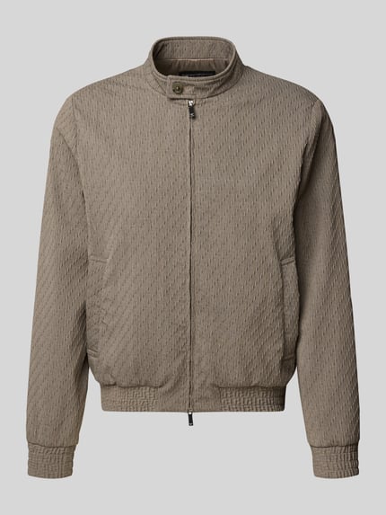 Produktfoto, Jacke aus Schurwoll-Mix mit Zweiwege-Reißverschluss von Emporio Armani in Beige, strukturierte Oberfläche, Stehkragen, Eingrifftaschen, Regular Fit.