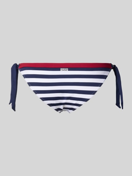 Produktfoto, Bikinihose mit seitlicher Schnürung Modell 'SADIA NAVY' von Banana Moon im Allover-Look, Material-Mix mit Stretch-Anteil