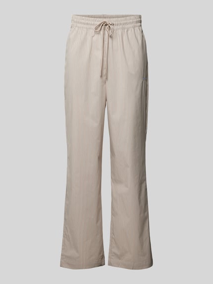 PEGADOR Wide leg stoffen broek met labelstitching, model 'RATON' Taupe - 2