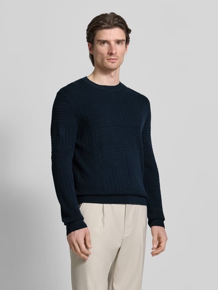 JOOP! COLLECTION Gebreide pullover met geribde boorden Model 'Raikon' Marineblauw - 4