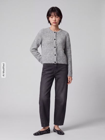 VERO MODA Regular Fit Strickjacke mit Woll-Anteil Modell 'NOVAH' Mittelgrau 1