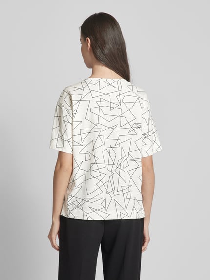 Esprit T-shirt met grafisch motief en V-hals Offwhite - 5