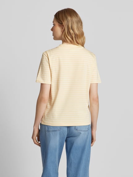 Jake*s Casual T-Shirt mit Streifenmuster Hellgelb 5