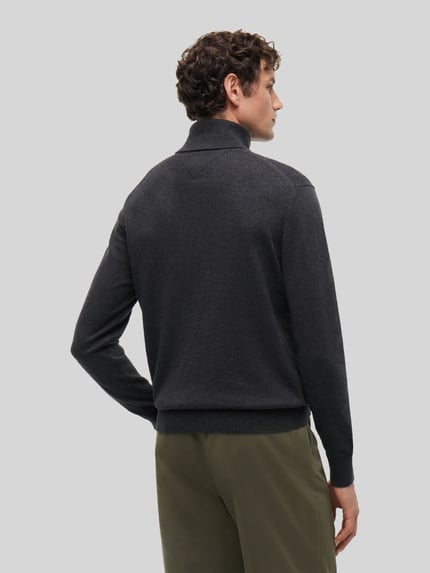 Tommy Hilfiger Regular Fit Rollkragenpullover aus Baumwoll-Kaschmir-Mix Anthrazit Melange 5