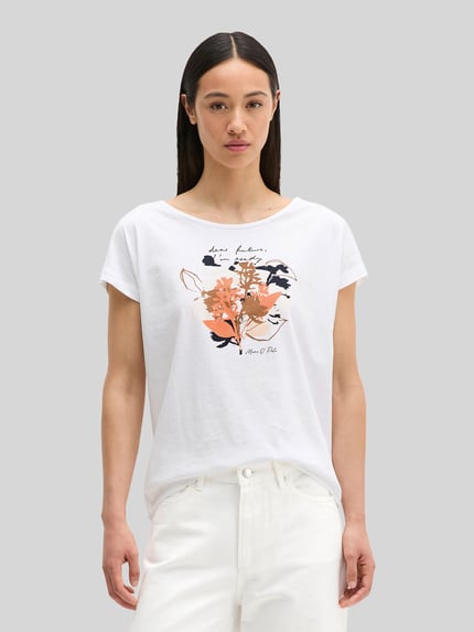 Marc O'Polo Loose Fit T-Shirt aus reiner Baumwolle Weiss 4