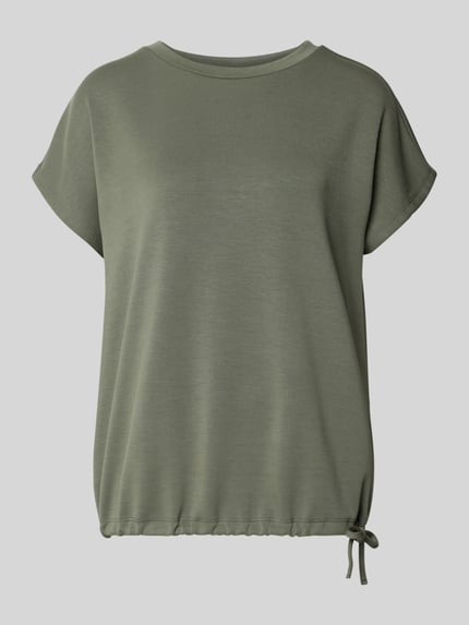 Produktfoto, T-Shirt met ronde hals van Soyaconcept in olijfgroen, regular fit, materiaalmix met modal, kapmouwen, tunnelkoord