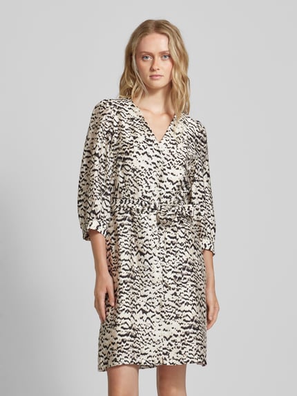 MSCH Copenhagen Knielanges Kleid mit V-Ausschnitt Modell 'Philida' Black 4