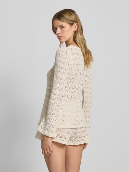 Gina Tricot Strickjacke mit Trompetenärmeln Modell 'Isadora' Beige 5