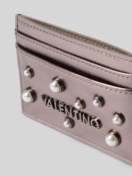 Valentino Bags Kartenetui mit Perlenapplikation Modell 'GINZA' Anthrazit 3