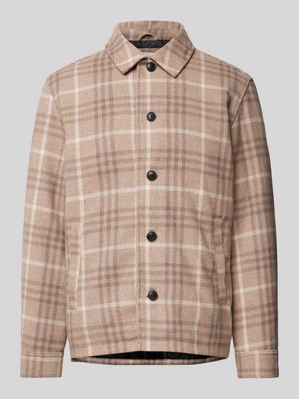 JACK & JONES Premium Regular Fit Hemdjacke mit Kentkragen Modell 'CARTER' Taupe 2