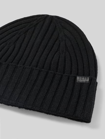BOSS Mütze aus Schurwolle mit Logo-Patch Black 2