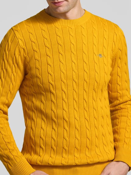 GANT Regular fit pullover met geborduurd logo Donkergeel - 3
