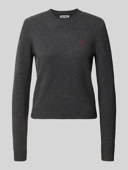 REVIEW Pullover mit Logo-Stitching Modell 'BOYISH TIGHT KN' Anthrazit Melange 1