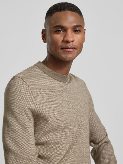 BOSS Regular Fit Strickpullover aus Baumwoll-Schurwoll-Mix Modell 'HESTRO' Schlamm 3