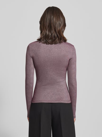 VILA Slim Fit Longsleeve aus Viskose-Mix Modell 'Eleinas' Pflaume 5