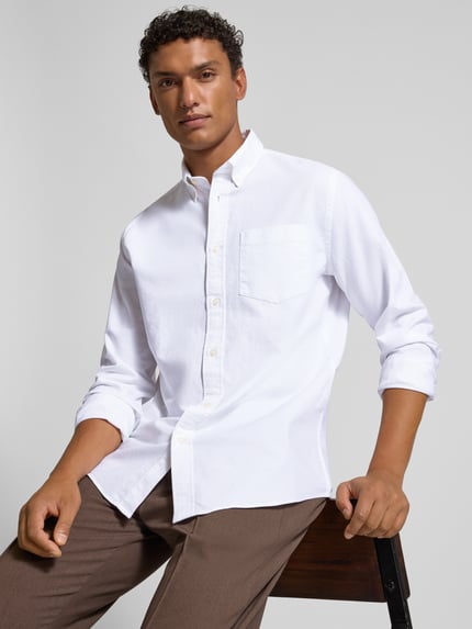 Selected Regular Fit Freizeithemd aus Baumwoll-Mix Modell 'REGRICK' Weiss 3