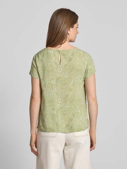 VILA Regular fit blouseshirt van viscose met ronde hals Rietgroen - 5