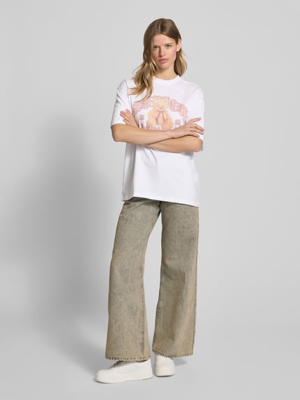 REVIEW Oversized T-Shirt mit Label-Print Weiss 1