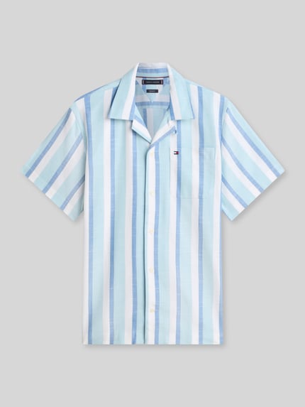 Tommy Hilfiger Regular Fit Kurzarmhemd aus reiner Baumwolle Aqua 2