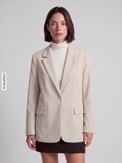 VERO MODA Loose Fit Longblazer mit steigendem Reverskragen Modell 'NORA' Beige 4
