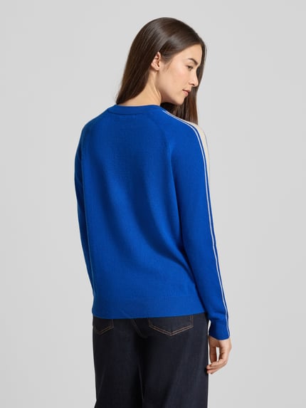 Jake*s Casual Strickpullover aus Kaschmir mit Kontraststreifen Blau 5