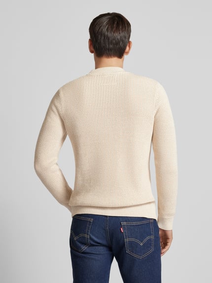 JACK & JONES Premium Sweter z dzianiny z prążkowanymi wykończeniami model ‘VIGGO’ Złamany biały 5