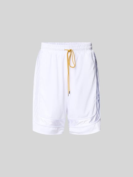 Productfoto, Shorts met elastische band van RHUDE, los model, tunnelkoord, mesh, steekzakken, binnenbeenlengte maat M 26 cm, bandwijdte maat M 39 cm