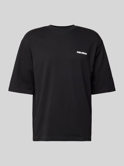 REVIEW Oversized T-shirt met labelprint Zwart - 2