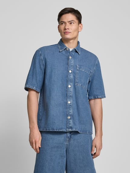 Jake*s Studio Men Regular Fit Jeanshemd mit 1/2-Arm Blau 4