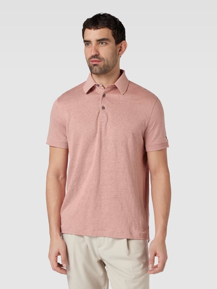 Tommy Hilfiger Regular fit poloshirt van linnenmix Terracotta - 4
