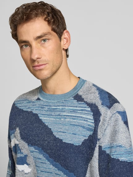Scotch & Soda bluzka o luźnym kroju sweter z dzianiny we wzór na całej powierzchni Jasnoszary 3