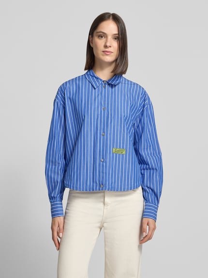 Essentiel Antwerp relaxed fit overhemdblouse van katoenmix model 'KABU' Koningsblauw - 4