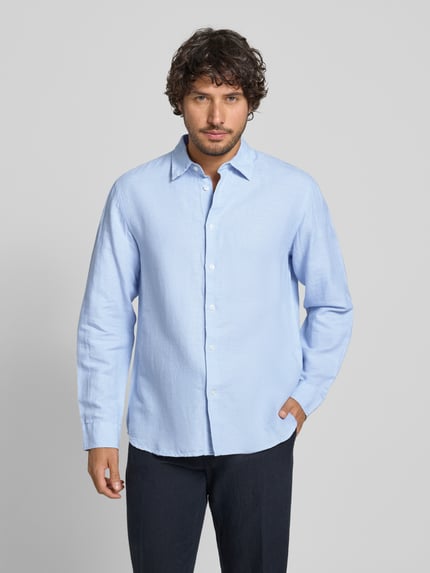 Selected Regular Fit Freizeithemd aus Leinen-Baumwoll-Mix Modell 'CLAY LINENBLEND' Hellblau 4