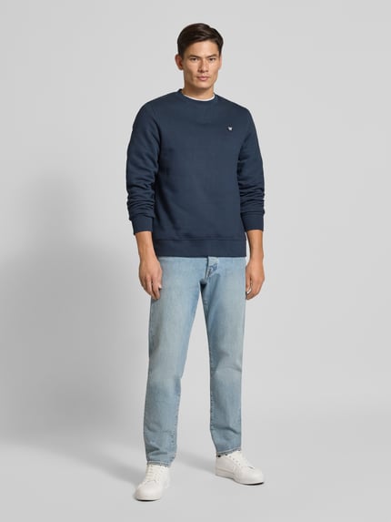 Wood Wood Sweatshirt mit Logo-Badge Modell 'Tye' Dunkelblau 1